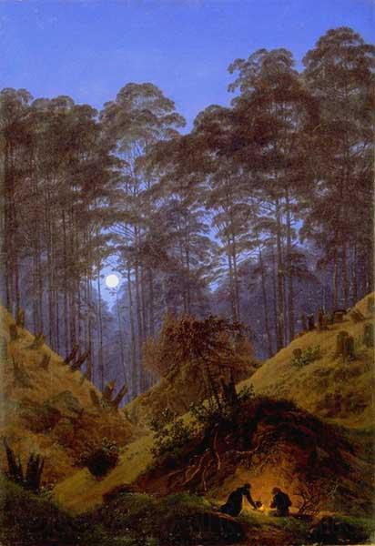 Caspar David Friedrich Tannenwald im Mondschein Spain oil painting art